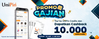 PROMO GAJIAN – Dapatkan cashback 10.000 UniPin Credits di UniPin!